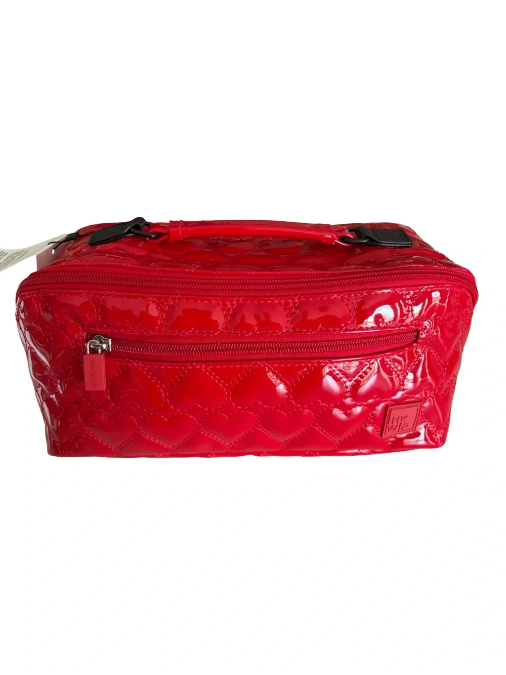 IHKWIP Carry All Heart Quilted Travel Cosmetic Case Cardinal Red NWT